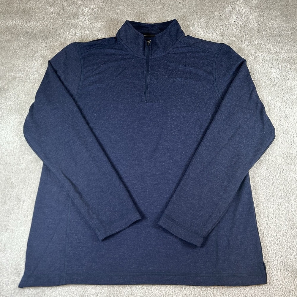 Orvis Pullover Sweater 1/4 Zip Logo Mock Neck Blue Classic Collection Mens Med
